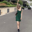 法式木耳边修身连身裙
